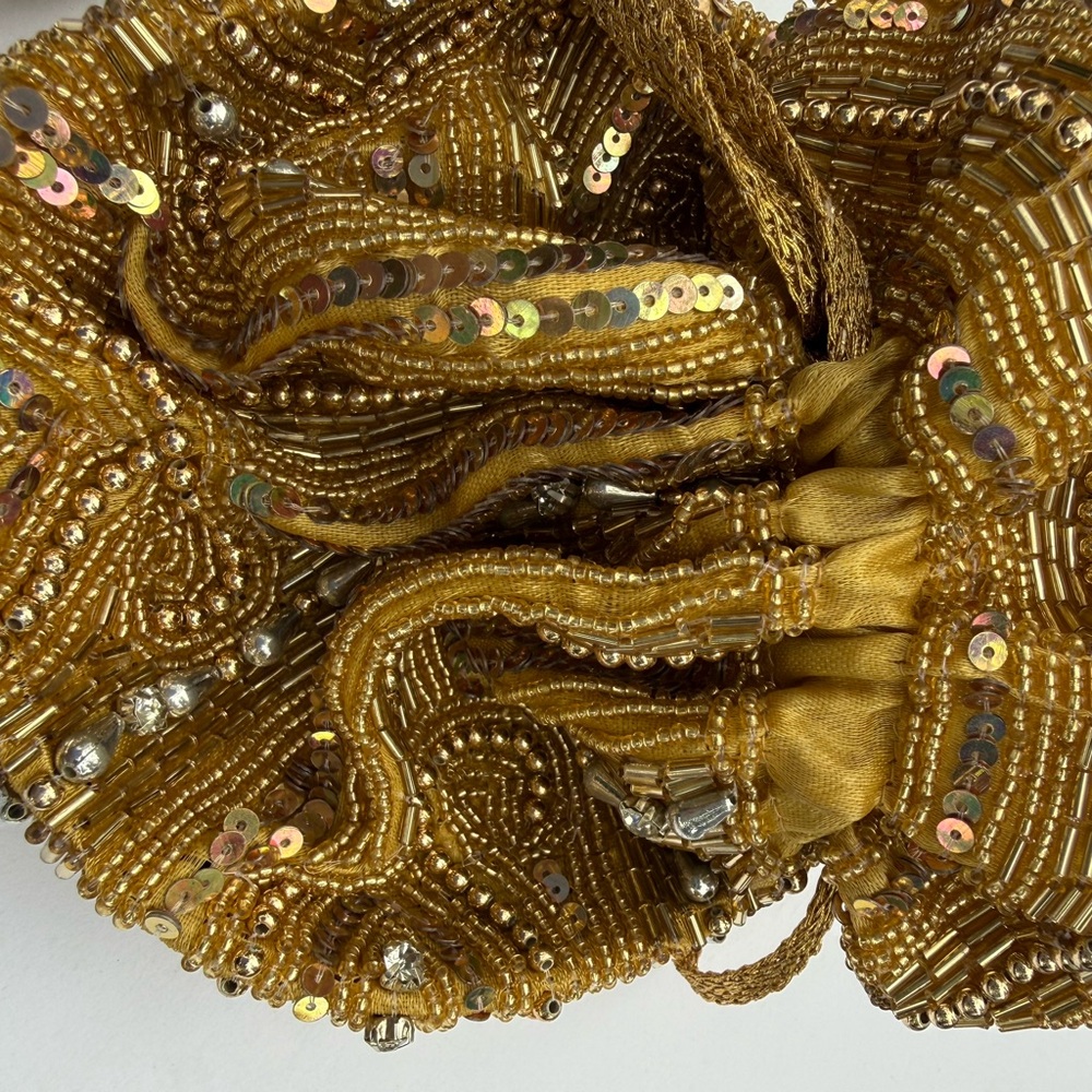 Hand Crafted Gold Beaded Clutch - Picture 4 of 13